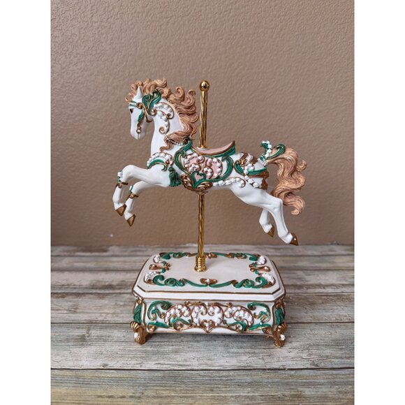 SF Music Box Co Maureen Drdak Lily of the Valley Music Box Horse Carousel w/Box - Picture 10 of 17